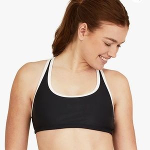 🆕️ Speedo Black White Pull-on Racerback Large Bikini Top NWT